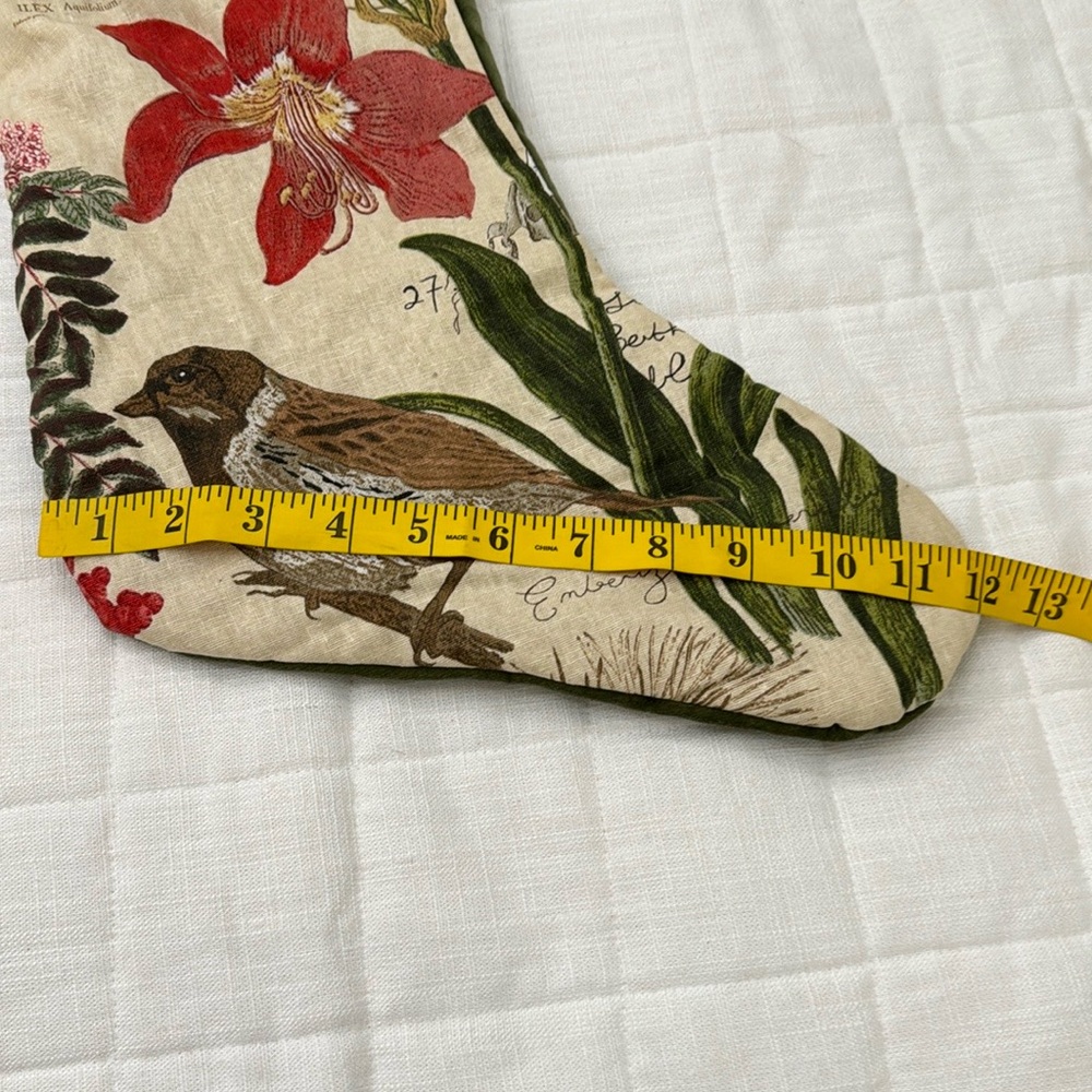 Pottery Barn 2010 Lined Poinsettia Birds Velvet Christmas Stockings - Picture 7 of 8